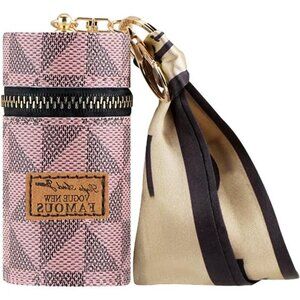 Pink Lipstick Case Mini Leather Lip Gloss Lipstick Organizer Travel Lipstick Bag